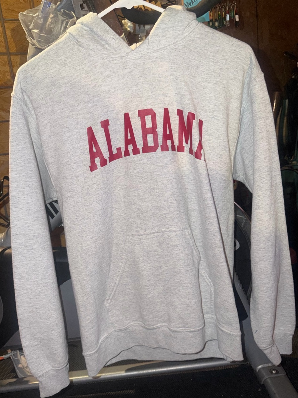 Gildan Light Gray Hoodie with Crimson Alabama Logo